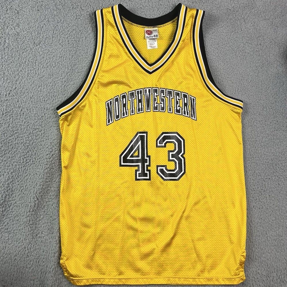 Vintage Northwestern Basketball Jersey College Yellow Rawlings Adult Size‎ 46